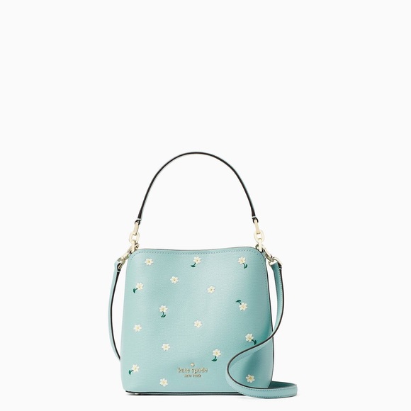 NWT Kate Spade Darcy Small Bucket Bag Daisy Embroidered Leather Aphrodite K6110 - Picture 8 of 10